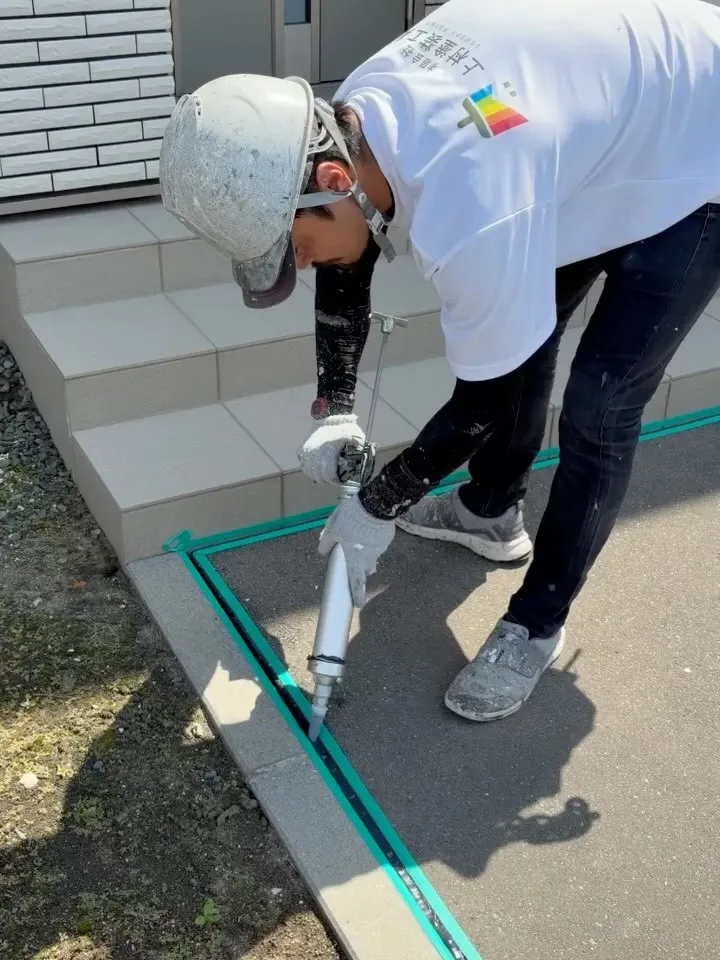 土間のクラック補修しました🤗